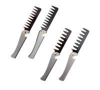 CORHAD Peine Plegable 4 Piezas Portátiles para Cabello y Barba de Acero Inoxidable Abridor de Botellas, Diseño Retro para Hombres y Mujeres en Uso Diario