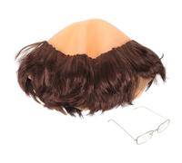 CORHAD Peluca Calva de Monje para Adulto Disfraz de Cosplay con Gafas Accesorio Realista para Halloween Fiesta y Actuaciones Cómodo y Fácil de Usar