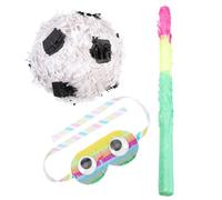 CORHAD Piñata de Fútbol Colgante Temática para Fiestas de Cumpleaños, Set de 3 Piezas con Piñata, Palo para Golpear y Antifaz, Decoración de Fiesta Infantil Adecuado para Eventos y