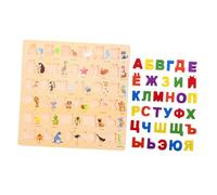 CORHAD Puzzle Educativo de Madera para Alfabeto Ruso Grandes Fáciles de Manipular Tablero con Ilustraciones y Palabras para Desarrollo Cognitivo y Coordinación Mano-Ojo