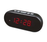 CORHAD Reloj Despertador Multifunción LED Pantalla Grande y Batería Recargable, Diseño Simple de Plástico Negro para Hogar y Escuela Cable USB