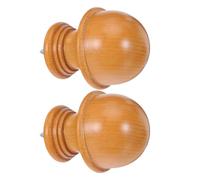 CORHAD Remates Decorativos de Madera para Barra de Cortina 29 Mm, 2 Piezas, Tapa de Extremo de Varilla en Color Original Natural, Accesorios para Decoración de Ventanas en Sala