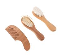 CORHAD Set de Cepillo y Peine Infantil para Bebés Cerdas Suaves de Lana Mango de Madera de Haya Tamaño Pequeño Cuidado Delicado del Cuero Cabelludo Adecuado para Uso Diario y Viaje