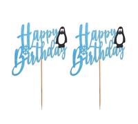 CORHAD Tarjetas Insertables para Pastel de Pingüino 2 Piezas Palillos Decorativos para Pasteles Hechos a Mano Accesorios Fotográficos Reutilizables para Fiestas de Cumpleaños