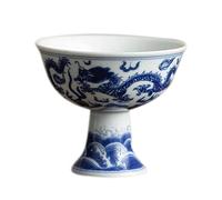 CORHAD Taza de Cerámica Diseño Clásico Chino y Dragón, Taza de Té Ergonómica de 135ml Pie Alto, Adecuado Hogar y Uso Personal