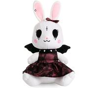 corimori Alicia la coneja gótica con Accesorios | Conejo de Peluche de 26 cm Blanco Negro Rosa