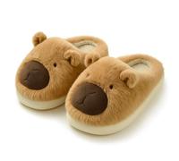 corimori Capybara - Zapatillas de estar por casa para hombre y mujer - Divertidas pantuflas de animales - Mullidas con suela de goma - Zapatos de felpa acogedores, marrón, 34/35 EU