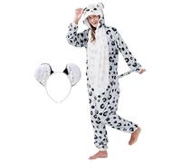 corimori Disfraz de leopardo de las nieves esponjoso para adultos con diadema, disfraz de carnaval para mujer, hombre, estatura 180-190 cm