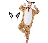 corimori Disfraz de lince esponjoso para adultos con diadema, disfraz de carnaval para mujer, hombre, estatura 180-190 cm