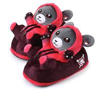 corimori - Ember el Osito Punk, Zapatos de Felpa y resbaladizos Osito de Peluche gótico con Capucha y túneles Talla estándar de la 34/44 EU (Gris/Rojo)