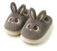 corimori Pantuflas de peluche de conejo, pantuflas de conejo, en tallas 33-39, gris, 36/37 EU