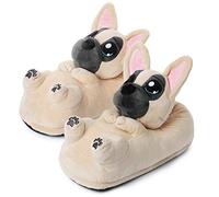 corimori Zapatillas de Casa (10+ Modelos) Zorro el Perro Bulldog Invierno Mujer Hombre UE 34-44, Beis (1847)