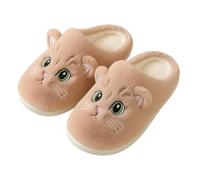 corimori Zapatillas de estar por casa de felpa, diseño de gato, color blanco, rosa, gris, marrón, tallas 34-44, marrón, 42/43 EU