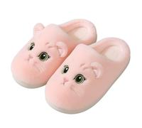corimori Zapatillas de estar por casa de felpa, diseño de gato, color blanco, rosa, gris, marrón, tallas 34-44, Rosa., 40/41 EU