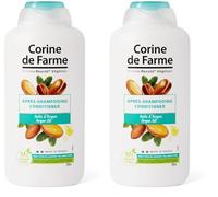 Corine de Farme - Acondicionador Suave con Aceite de Argán 500 ml - para Toda la Familia - Sin Sulfatos Ni Parabenos - Cosmético Natural - Francia - Pieles Sensibles (Paquete de 2)