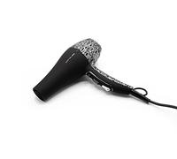 Corioliss FLOW | Secador de Pelo Profesional para Mujeres | 2000W AC TURBO POWER | Filtro Lavable Extraíble | Control de Temperatura y Velocidad (Black Silver Paisley Soft Touch)