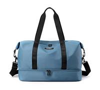CORIOS 3 en 1 Bolsa de Viaje Nylon Bolsa Deportiva Bolsa de Hombro de Gimnasio Plegable Bolsa de Deporte para Hombres Mujeres Bolsa de Natación para Viajes Vacaciones Fin de Semana Gimnasio Azul
