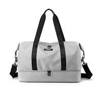 CORIOS 3 en 1 Bolsa de Viaje Nylon Bolsa Deportiva Bolsa de Hombro de Gimnasio Plegable Bolsa de Deporte para Hombres Mujeres Bolsa de Natación para Viajes Vacaciones Fin de Semana Gimnasio Gris