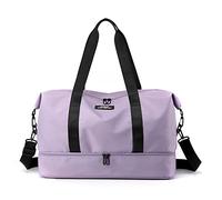 CORIOS 3 en 1 Bolsa de Viaje Nylon Bolsa Deportiva Bolsa de Hombro de Gimnasio Plegable Bolsa de Deporte para Hombres Mujeres Bolsa de Natación para Viajes Vacaciones Fin de Semana Gimnasio Violeta