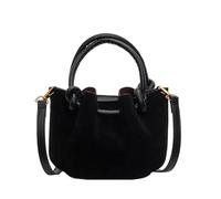 CORIOS Bolsa de Cubo con Cordóne para Mujer PU Cuero Bolso de Mano Impermeable Bolsos de Hombro Pequeña Bolsa Shopper Elegante Bolso Tote Moda Bolso Bandolera Trabajo Viajes Bolso Cruzados Negro