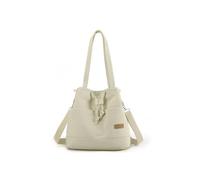 CORIOS Bolsa de Cubo para Mujer Bolso de Mano con Cordóne Bolso de Hombro de Lona Gran Bolsa Shopper Moda Bolso Bandolera Bolsos Cruzados Ligero Bolso Tote Beige