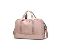 CORIOS Bolsa de Fitness y Viaje - Gran Bolsa de Mano con Compartimento para Zapatos - Ideal para Playa y Fin de Semana - Rosa Claro