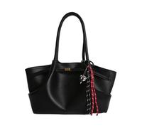 CORIOS Bolsa de Mano en PU Cuero para Mujer Bolsa de Hombro con Colgante de Corazón de Moda Gran Capacidad Bolsa Shopper Tote para Uso Cotidiano y Ocasiones Formales Negro