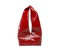 CORIOS Bolsa de Mano para Mujer Bolso de Hombro en PU Cuero Bolso Bajo el Brazo con Diseño de Tachuelas Bolsa Shopper con Capacidad Media Moda Tote para Compras Viajes Trabajo Rojo