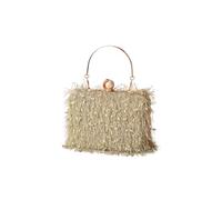 CORIOS Bolsa de Noche Borla para Mujer con Diamantes de Imitación y Perlas - Bolso de Fiesta y Boda Elegante con Cadena Matcha