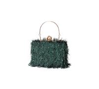 CORIOS Bolsa de Noche Borla para Mujer con Diamantes de Imitación y Perlas - Bolso de Fiesta y Boda Elegante con Cadena Verde Oscuro