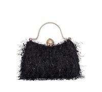 CORIOS Bolsa de Noche Borla para Mujer Diamantes de Imitación Clutch Bolso de Fiesta Pequeña Bolso de Cristal Bolso de Boda Bolsos de Embrague con Cadena Elegante Perlas Bolso de Hombro Negro