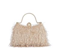 CORIOS Bolsa de Noche Borla para Mujer Diamantes de Imitación Clutch Bolso de Fiesta Pequeña Bolso de Cristal Bolso de Boda Bolsos de Embrague con Cadena Elegante Perlas Bolso de Hombro Beige