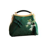 CORIOS Bolsa de Noche con Borlas Mujer Embrague con Bordado de Bambú Elegante Bolsa de Cadena Clutch Bolso de Fiesta Pequeña Bolso de Hombro Bandolera en Poliéster para Fiesta Boda Verde Oscuro