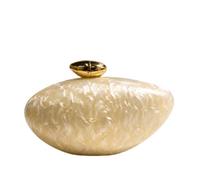 CORIOS Bolsa de Noche de Acrílico con Forma de Concha para Mujer Clutch con Patrón de Mármol Bolso de Fiesta Elegante Bolso de Hombro Bandolera con Cadena Desmontable para Bodas Cocteles Beige
