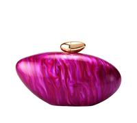 CORIOS Bolsa de Noche de Acrílico con Forma de Concha para Mujer Clutch con Patrón de Mármol Bolso de Fiesta Elegante Bolso de Hombro Bandolera con Cadena Desmontable para Bodas Cocteles Rojo Rosa
