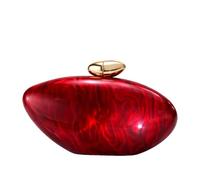 CORIOS Bolsa de Noche de Acrílico con Forma de Concha para Mujer Clutch con Patrón de Mármol Bolso de Fiesta Elegante Bolso de Hombro Bandolera con Cadena Desmontable para Bodas Cocteles Rojo