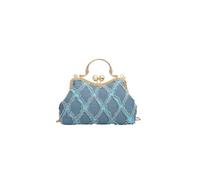 CORIOS Bolsa de Noche de Mezclilla para Mujer Diamantes de Imitación Clutch Bolso de Boda Bolsos Vaqueros Bolso de Fiesta de Tejano Bolsos Bandolera con Cuentas Jean Bolso de Hombro Azul
