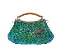 CORIOS Bolsa de Noche de Pavo Real Bolso de Embrague con Lentejuelas Clutch con Cuentas para Mujer Bolso de Fiesta Pequeña Bolso de Boda Elegante Bolso de Hombro Lujoso Vintage Bolsos Bandolera Verde