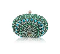 CORIOS Bolsa de Noche de Pavo Real Diamantes de Imitación Clutch para Mujer Bolso de Fiesta Pequeña Bolso de Boda Elegante Bolso de Hombro Lujoso Bolsos Bandolera para Fiesta Banquete Verde