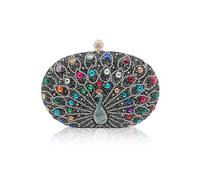 CORIOS Bolsa de Noche de Pavo Real Diamantes de Imitación Clutch para Mujer Bolso de Fiesta Pequeña Bolso de Boda Elegante Bolso de Hombro Lujoso Bolsos Bandolera para Fiesta Banquete Negro