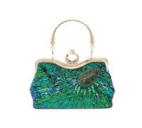 CORIOS Bolsa de Noche de Pavo Real para Mujer Bolso de Embrague con Lentejuelas Bolso de Fiesta Pequeña Clutch con Cuentas Bolso de Boda Elegante Bolso de Hombro Lujoso Vintage Bolsos Bandolera Oro