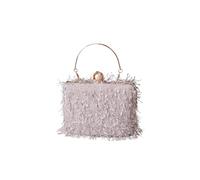 CORIOS Bolsa de Noche Elegante con Borla y Diamantes de Imitación - Clutch de Cristal para Mujer con Perlas - Bolso de Fiesta y Boda Pequeña Gris