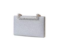CORIOS Bolsa de Noche para Mujer Bolso de Fiesta Brillante Bling Bolso de Mano Bolsa de Cadena Bolso de Hombro Elegante Bolso Bandolera para Fiesta de Graduación Boda Banquete Plata
