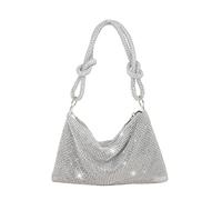 CORIOS Bolsa de Noche para Mujer Bolso de Fiesta Diamantes de Imitación Clutch Bolso de Hombro Bolsas de Mensajero Bolsos Bandolera para Fiesta de Graduación Banquete Boda Plata,CO-DX004