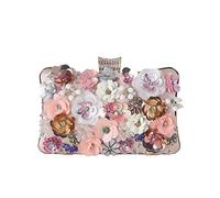 CORIOS Bolsa de Noche para Mujer Bolso de Mano Floral Embrague con Diamantes de Imitación de Florales Coloridos Bolsos Bandolera Bolso de Hombro para Fiesta de Graduación Banquete Boda Dorado