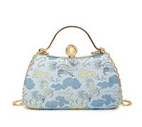 CORIOS Bolsa de Noche para Mujer Bordado Embrague Bolso de Fiesta Pequeña Bolso de Boda Lujoso Clutch Bolsa de Cadena Elegante Bolso de Hombro Retro Fiesta Banquete Bolsos Bandolera Azul