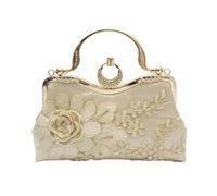 CORIOS Bolsa de Noche para Mujer Bordado Floral Embrague Bolso de Fiesta Pequeña Bolso de Boda Lujoso Bolsa de Cadena Clutch Elegante Bolso de Hombro Retro Fiesta Banquete Bolsos Bandolera Oro