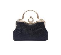 CORIOS Bolsa de Noche para Mujer Bordado Floral Embrague Bolso de Fiesta Pequeña Bolso de Boda Lujoso Bolsa de Cadena Clutch Elegante Bolso de Hombro Retro Fiesta Banquete Bolsos Bandolera Negro