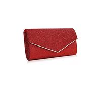 CORIOS Bolsa de Noche para Mujer Brillante Bolso de Mano Bolso de Fiesta Bling Bolso de Hombro Elegante Bolso Bandolera Bolsa de Cadena para Fiesta de Graduación Boda Banquete Rojo
