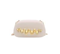 CORIOS Bolsa de Noche para Mujer Cuero PU Acrílico Bolso de Boda Asa Metálica Bolso de Fiesta Elegante Bolso de Hombro Bandolera con Cadena para Banquete Fiesta de Graduación Blanco